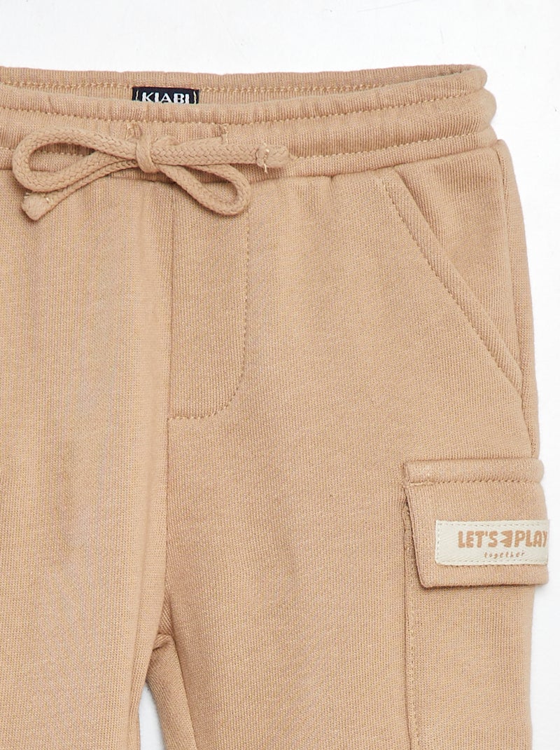 Calças de fato de treino lisas com bolsos com aba BEGE - Kiabi