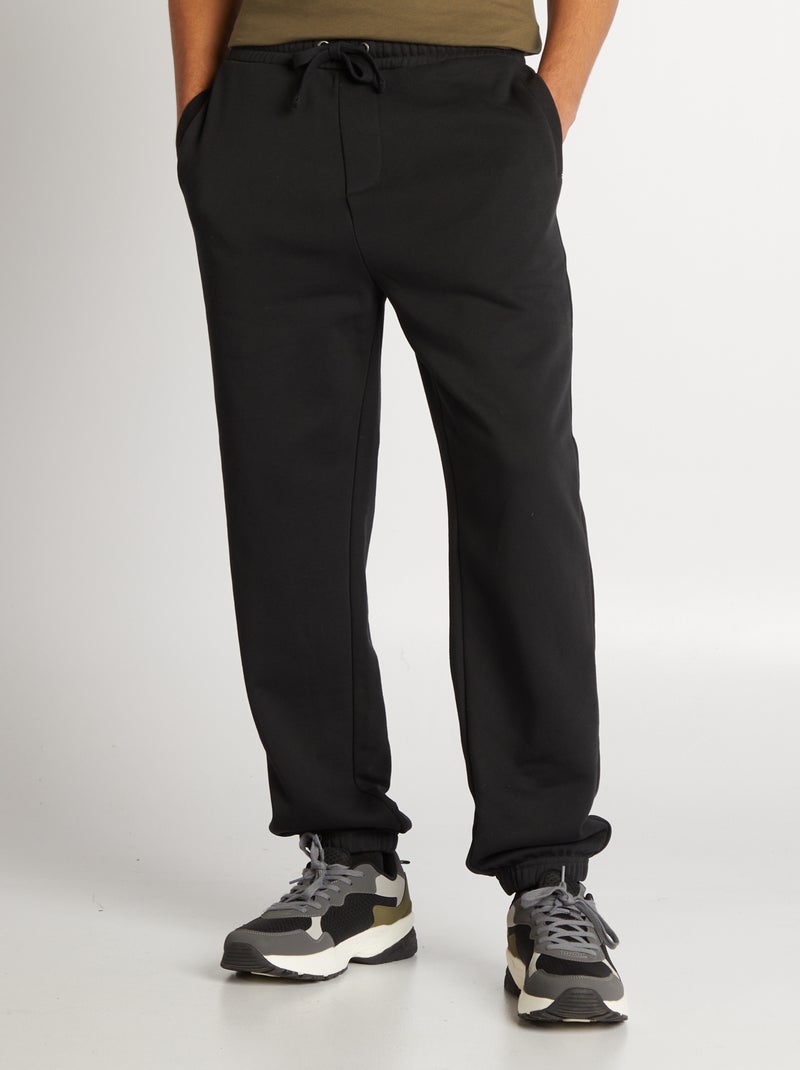 Calças de fato de treino regulares lisas Preto - Kiabi