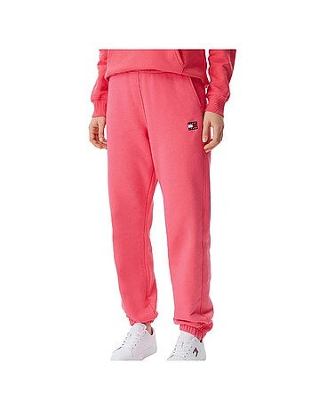 Calças de fato de treino rosa tommy jeans com crachá para mulher