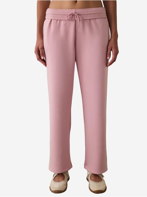 Calças de fato de treino silky feel com cintura normal e painéis penti - Kiabi Calças de fato de treino silky feel com cintura normal e painéis penti - Kiabi