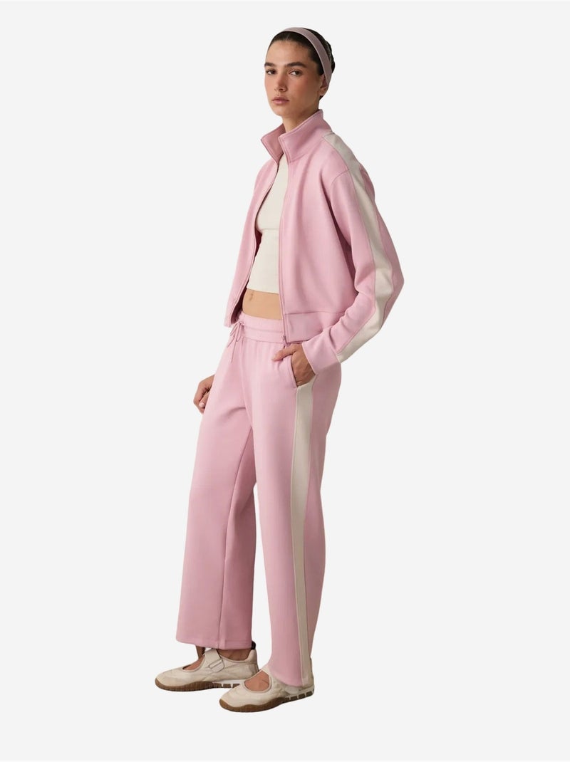 Calças de fato de treino silky feel com cintura normal e painéis penti Rosa velho - Kiabi
