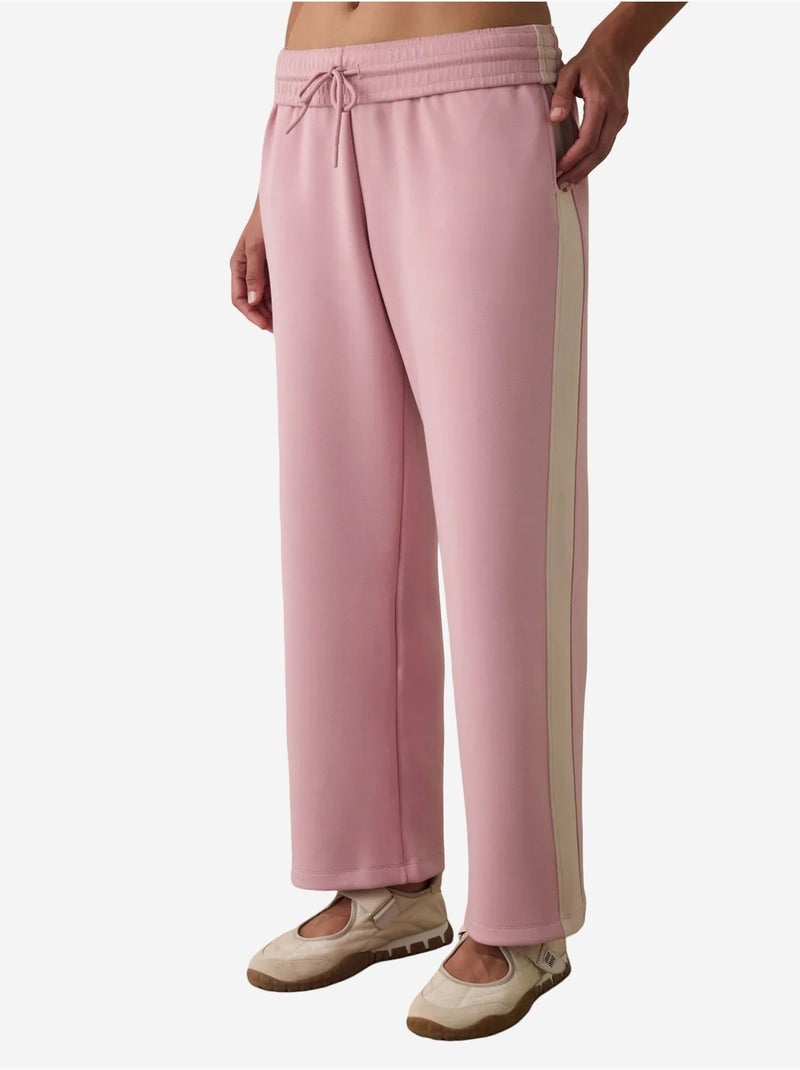 Calças de fato de treino silky feel com cintura normal e painéis penti Rosa velho - Kiabi