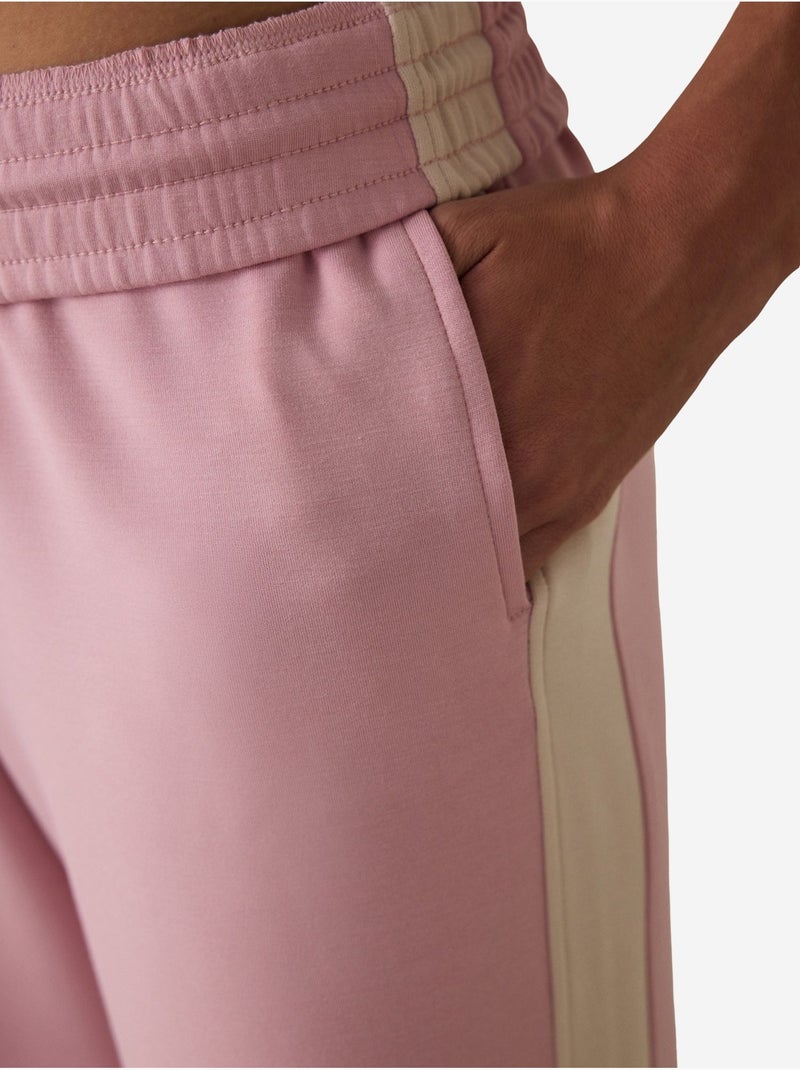 Calças de fato de treino silky feel com cintura normal e painéis penti Rosa velho - Kiabi