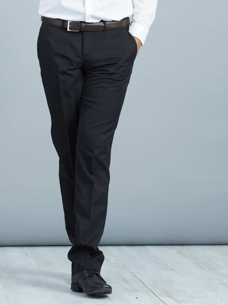 Calças de fato regular em twill Preto - Kiabi