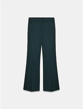 Calças de gabardina à boca de sino de cintura subida para mulher dilvin