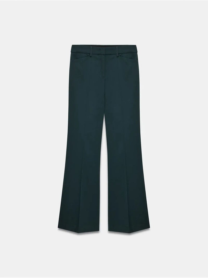Calças de gabardina à boca de sino de cintura subida para mulher dilvin Azul-noite - Kiabi