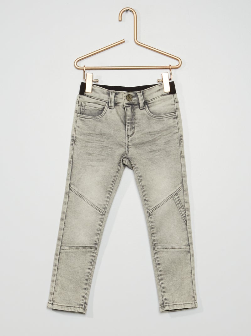 Calças de ganga a direito elásticas Jeans Cinza - Kiabi