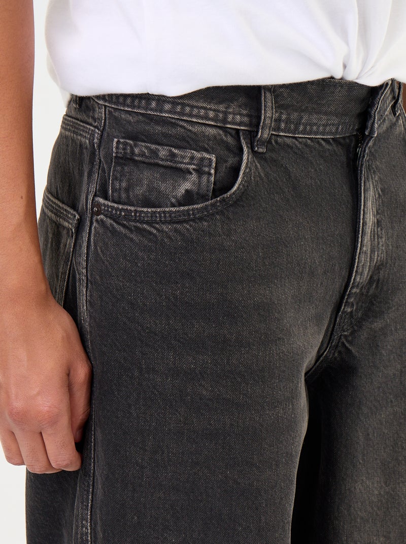 Calças de ganga baggy com 5 bolsos Preto - Kiabi