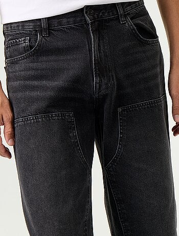 Calças de ganga baggy lisas com aplicações fantasia