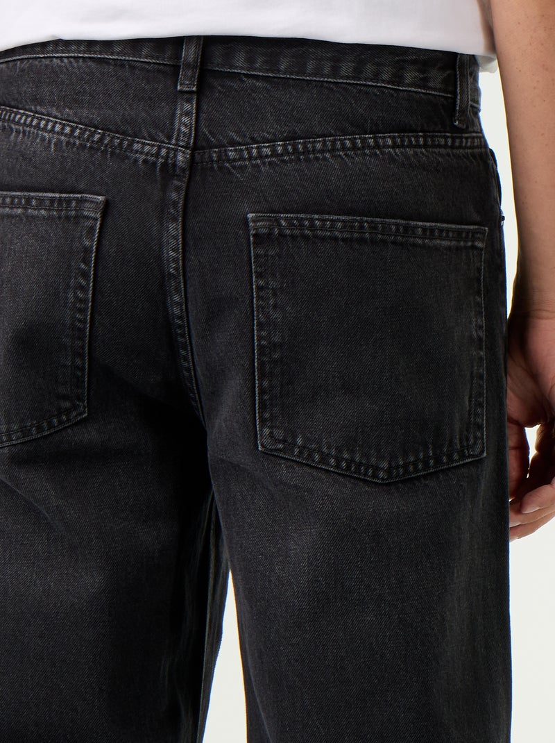 Calças de ganga baggy lisas com aplicações fantasia Preto - Kiabi