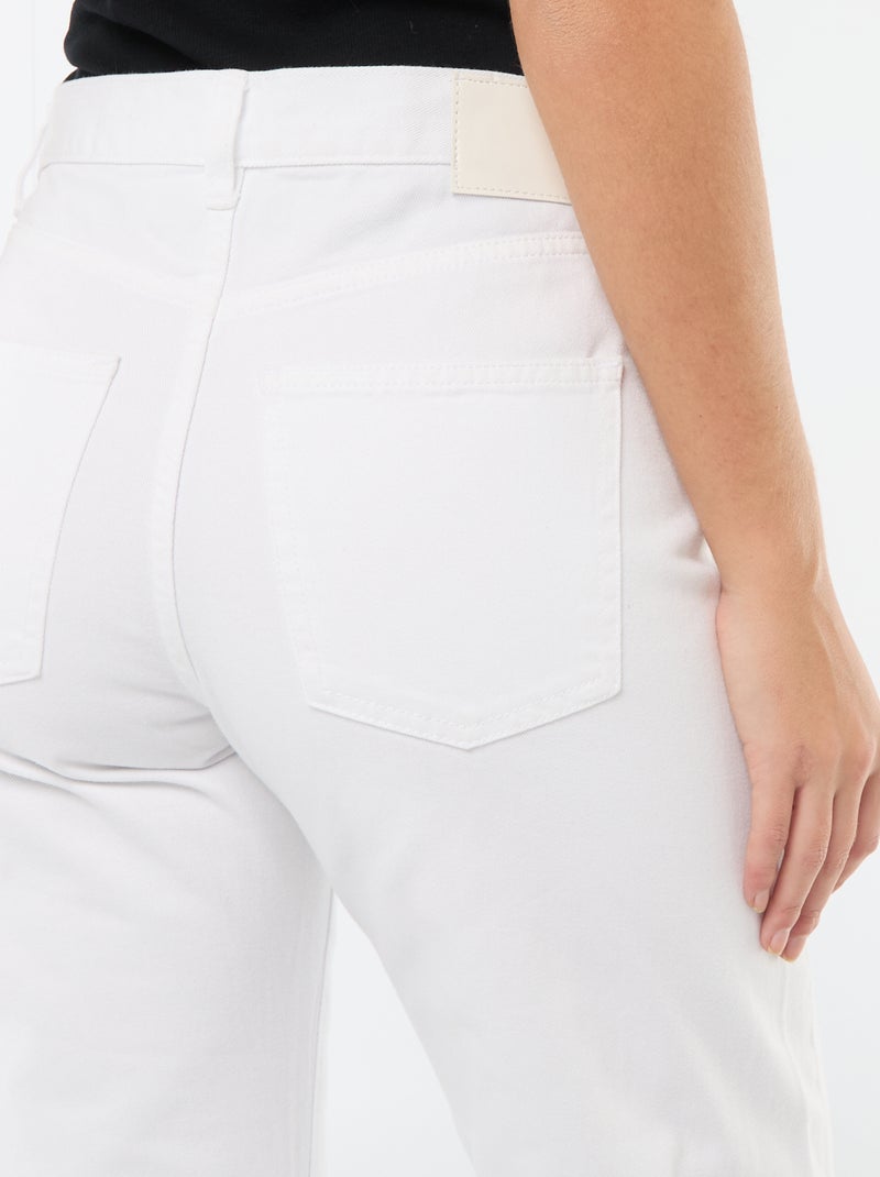 Calças de ganga barrel em algodão Branco - Kiabi