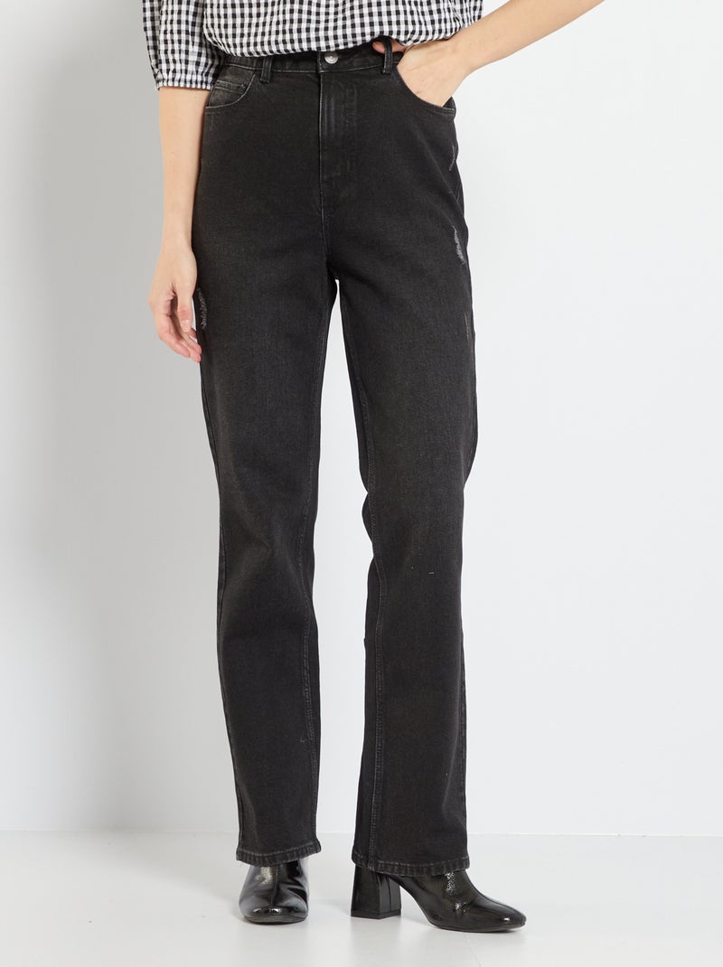 Calças de ganga bootcut destroy PRETO - Kiabi