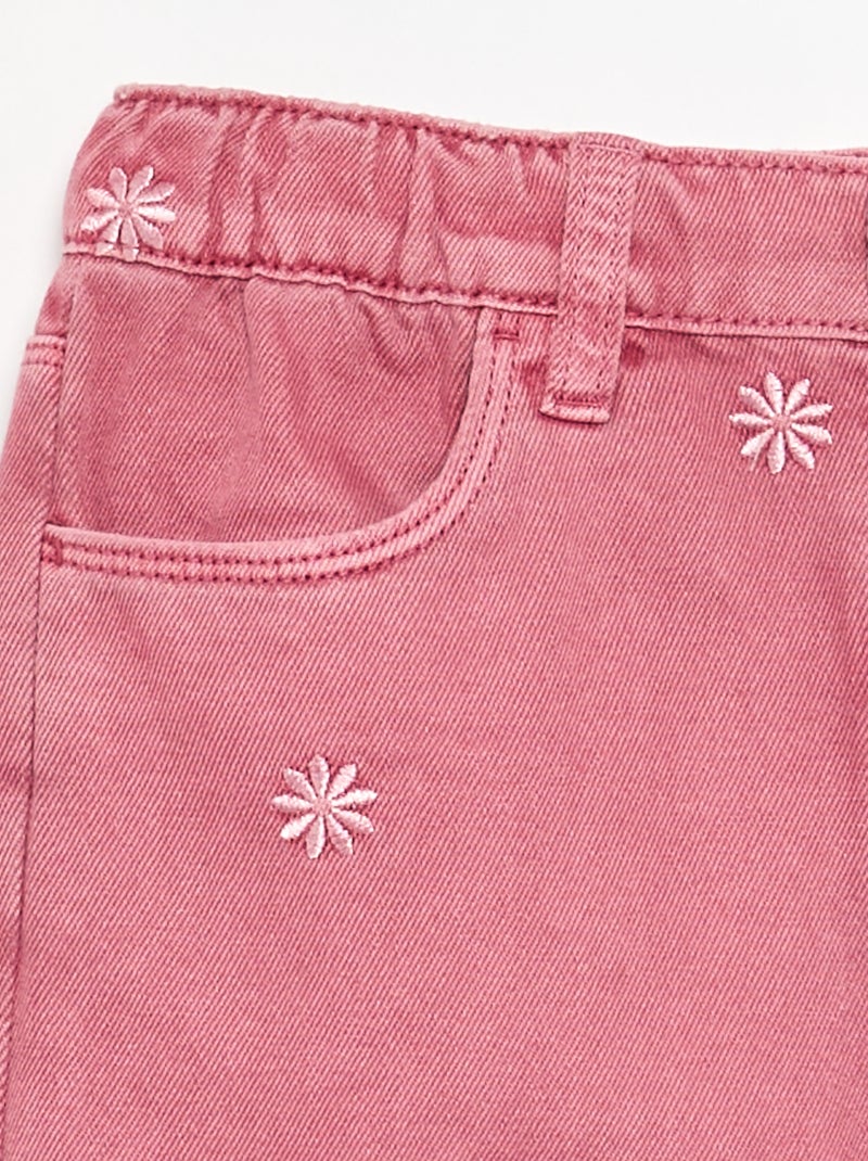 Calças de ganga bordadas Rosa - Kiabi