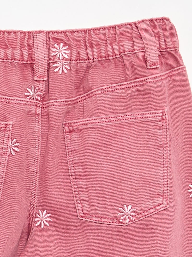 Calças de ganga bordadas Rosa - Kiabi