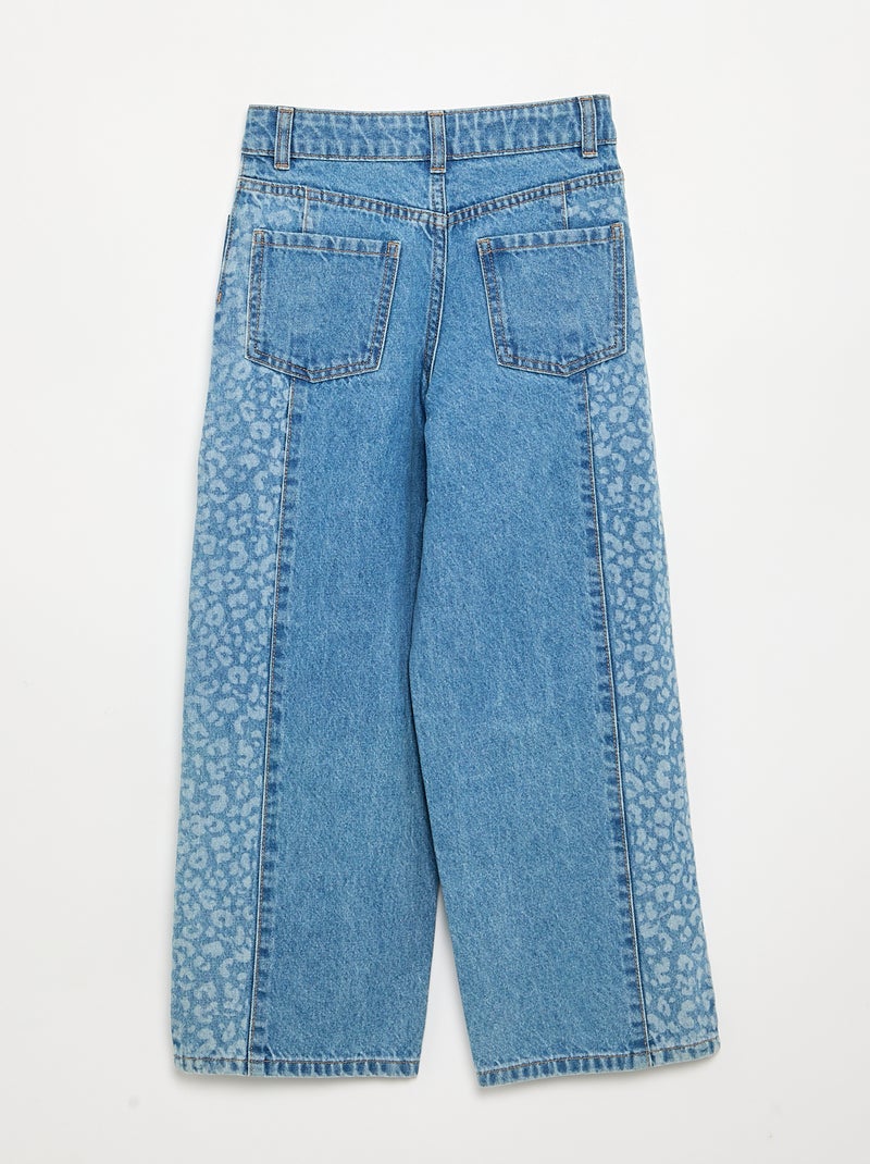 Calças de ganga com aplicações estampadas Azul - Kiabi