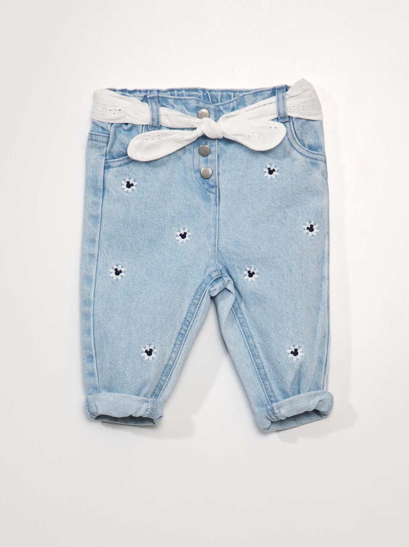 Calças de ganga com bordados 'Mickey' AZUL - Kiabi