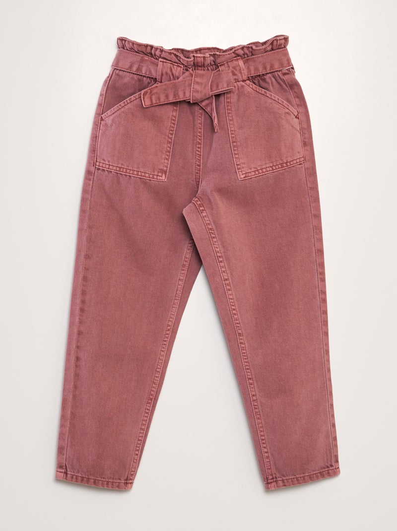 Calças de ganga com cintura cintada VERMELHO - Kiabi