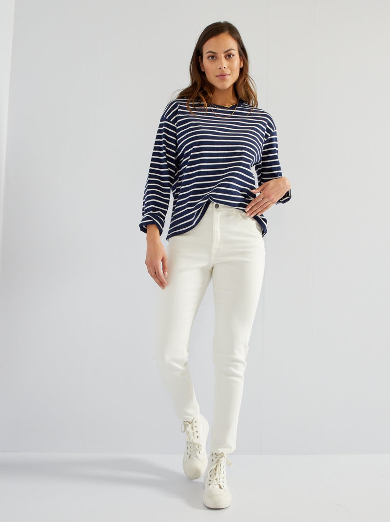 Calças de ganga com cintura subida slim - 28L BRANCO - Kiabi