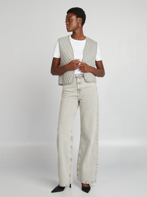 Calças de ganga com cintura subida wide-leg - Kiabi
