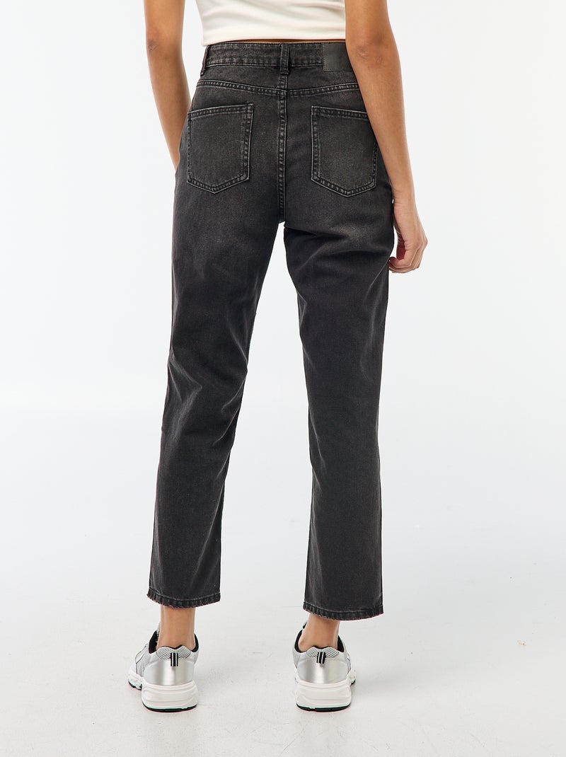 Calças de ganga com corte direito e cintura subida CINZA - Kiabi