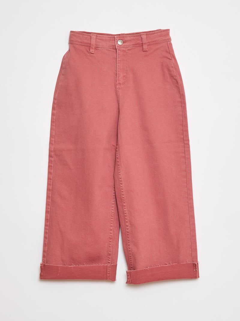 Calças de ganga com corte largo - Corte + confortável Rosa - Kiabi