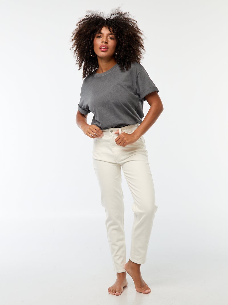 Calças de ganga com corte mom - L28 Branco - Kiabi