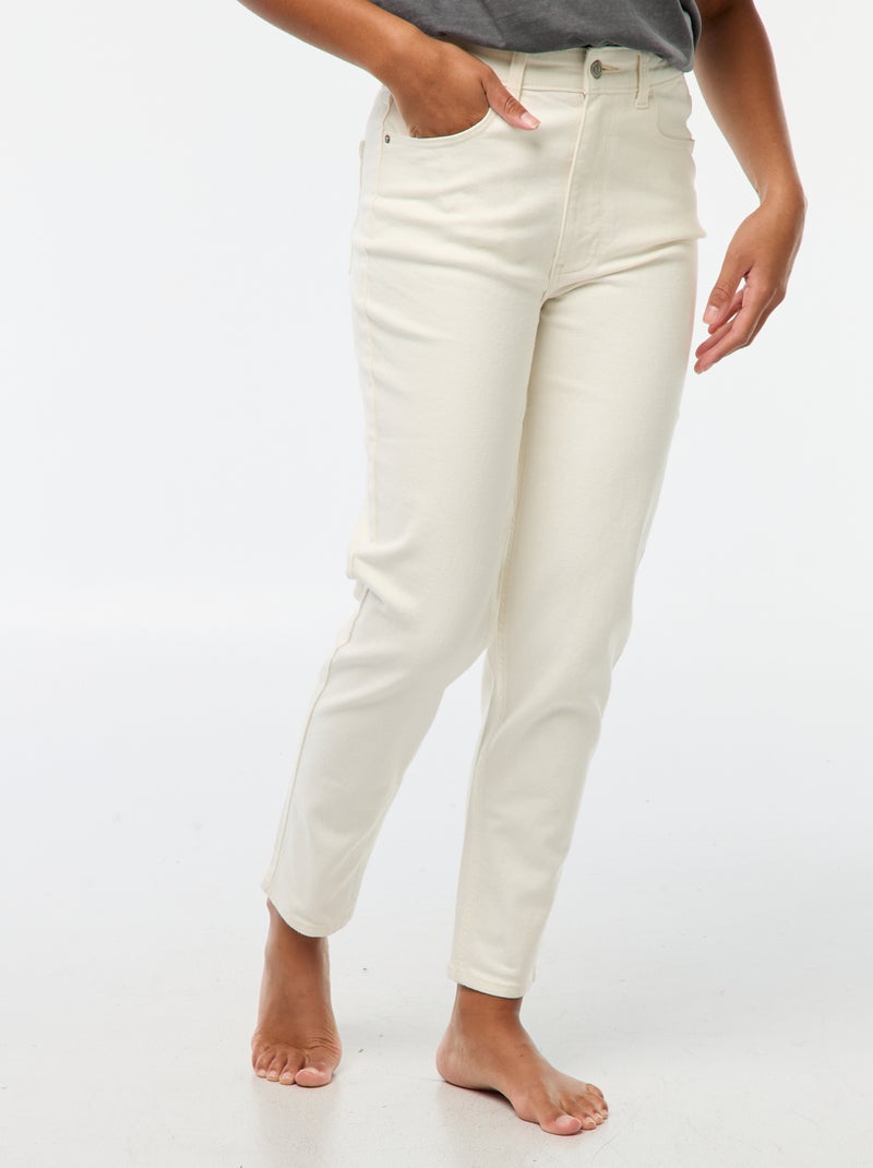 Calças de ganga com corte mom - L28 Branco - Kiabi