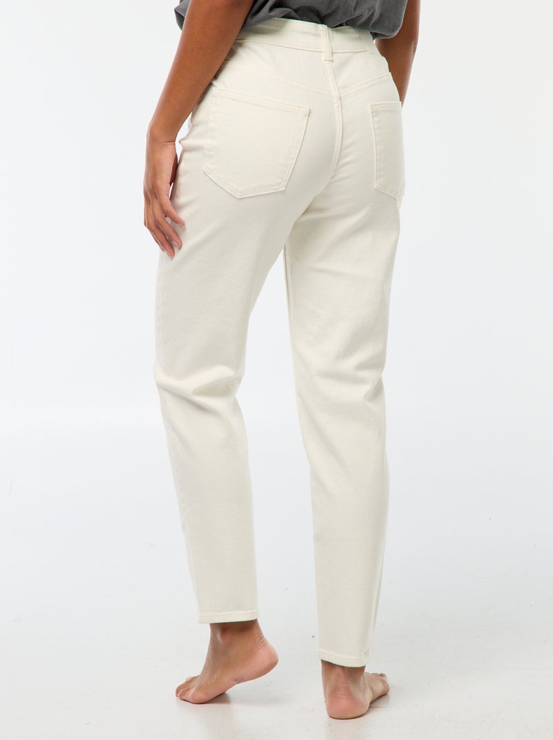 Calças de ganga com corte mom - L28 Branco - Kiabi