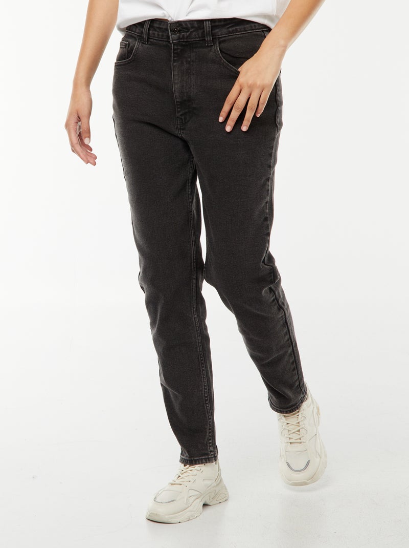Calças de ganga com corte mom - L28 Preto - Kiabi