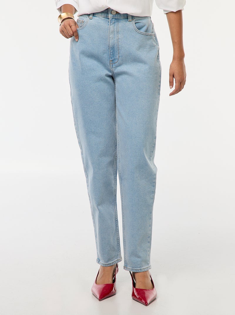 Calças de ganga com corte mom - L30 Azul - Kiabi