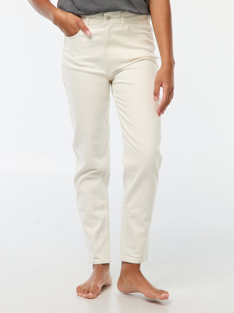 Calças de ganga com corte mom - L30 Branco - Kiabi