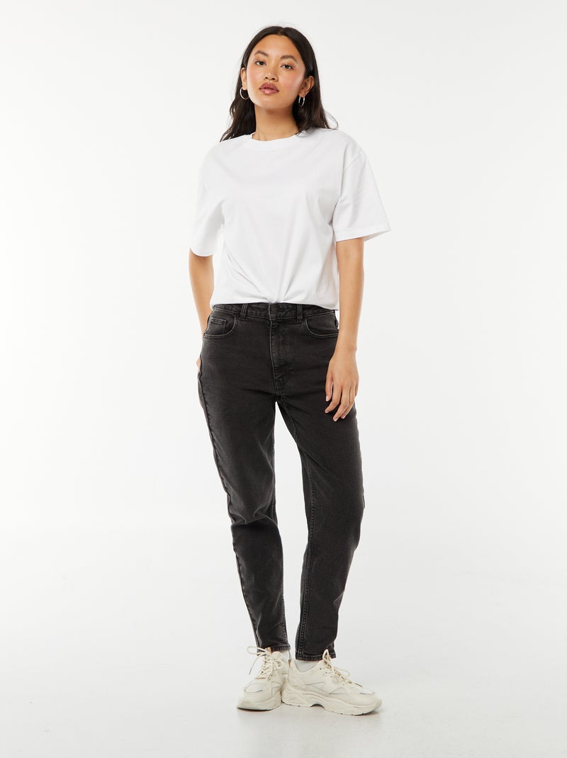 Calças de ganga com corte mom - L30 Preto - Kiabi