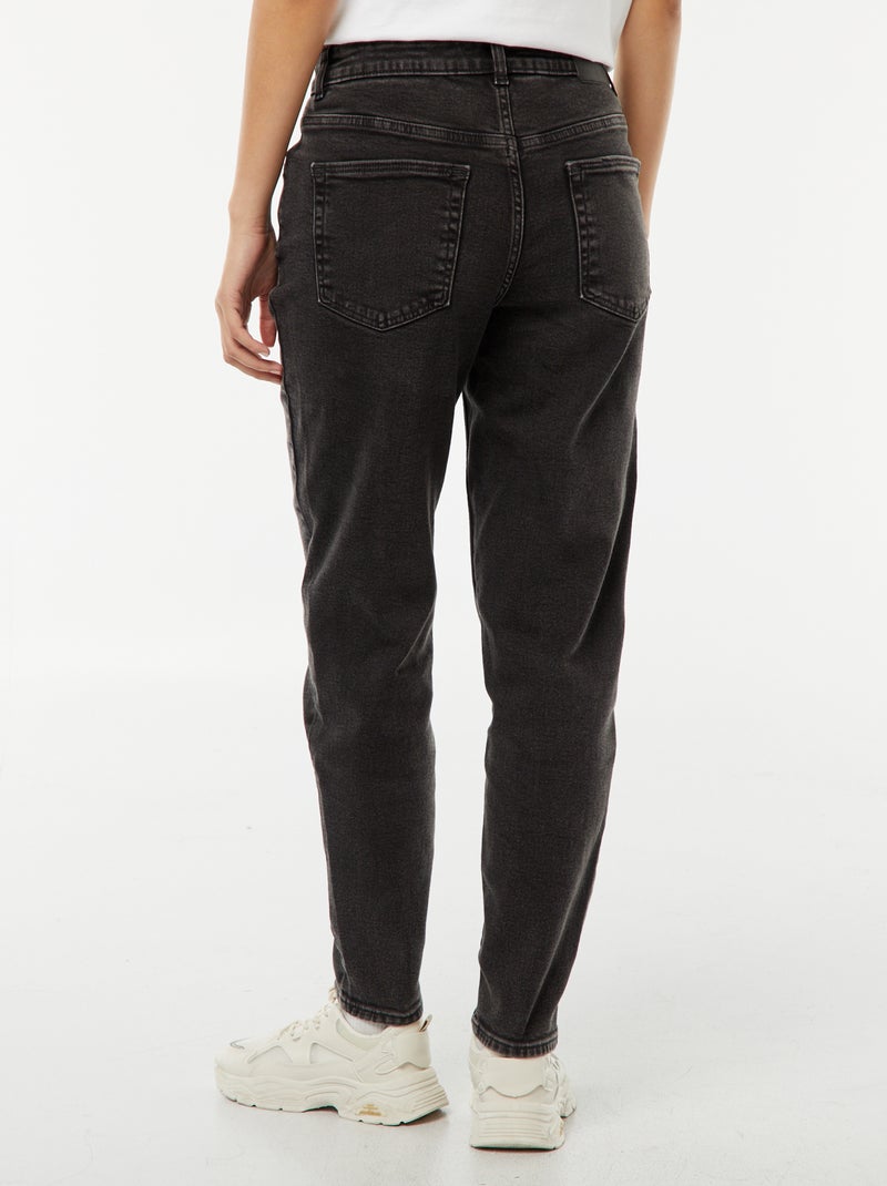 Calças de ganga com corte mom - L30 Preto - Kiabi