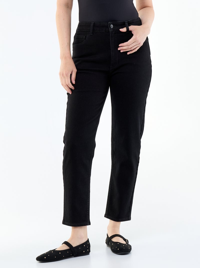 Calças de ganga com corte mom - L30 Preto - Kiabi