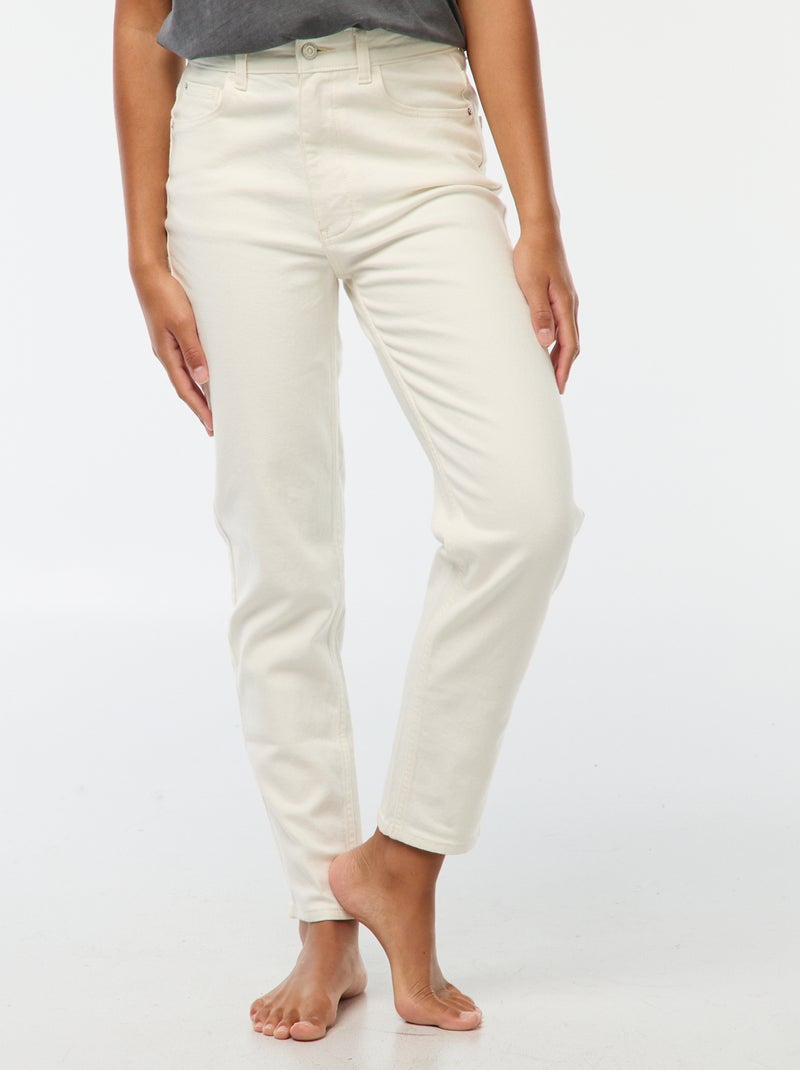 Calças de ganga com corte mom - L32 Branco - Kiabi