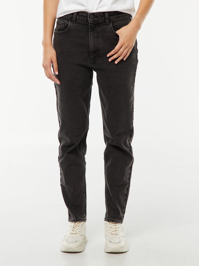 Calças de ganga com corte mom - L32 Preto - Kiabi