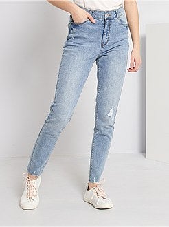 Calças de ganga com efeito deslavado skinny com cintura subida - Kiabi