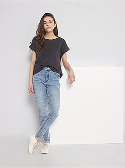 Calças de ganga com efeito deslavado skinny com cintura subida - Kiabi