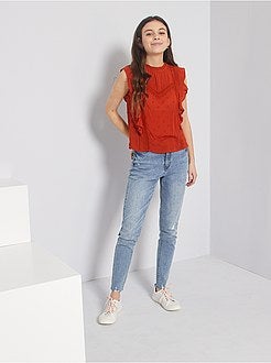 Calças de ganga com efeito deslavado skinny com cintura subida - Kiabi