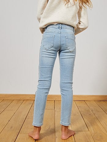 Menina 3-12 anos - Calças de ganga com faixas - Kiabi