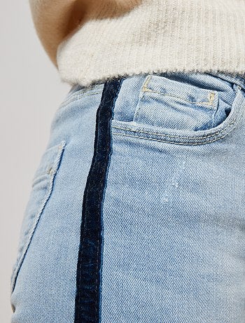 Menina 3-12 anos - Calças de ganga com faixas - Kiabi