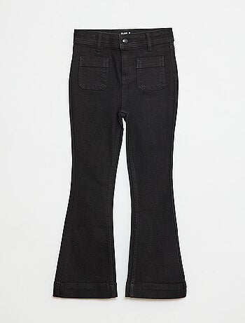 Calças de ganga corte flare/bootcut com bolsos de chapa