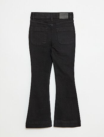 Calças de ganga corte flare/bootcut com bolsos de chapa