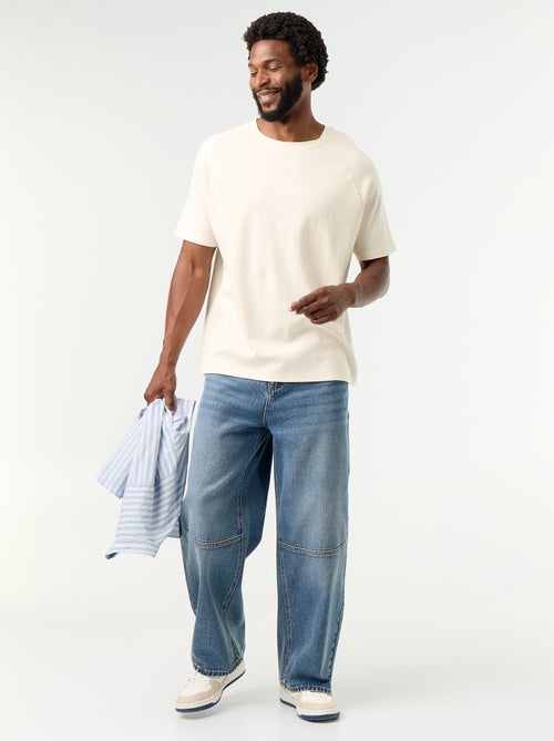 Calças de ganga corte largo / Loose fit com 5 bolsos - Kiabi