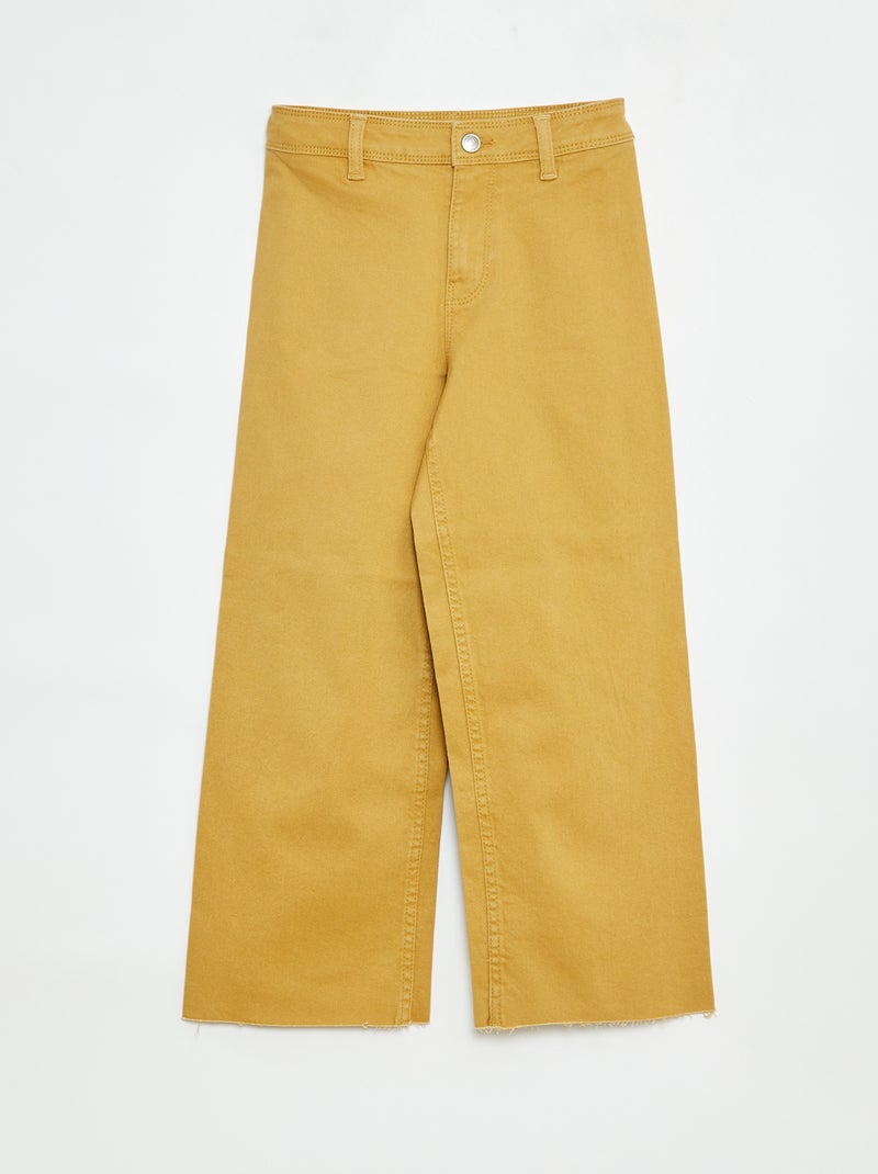 Calças de ganga corte largo / wide-leg Amarelo - Kiabi
