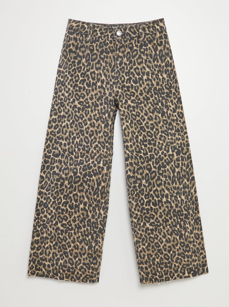 Calças de ganga corte largo / wide-leg BEGE - Kiabi