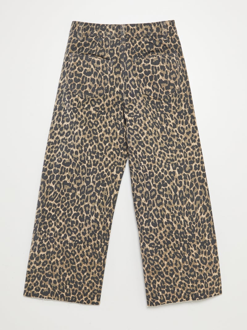 Calças de ganga corte largo / wide-leg BEGE - Kiabi