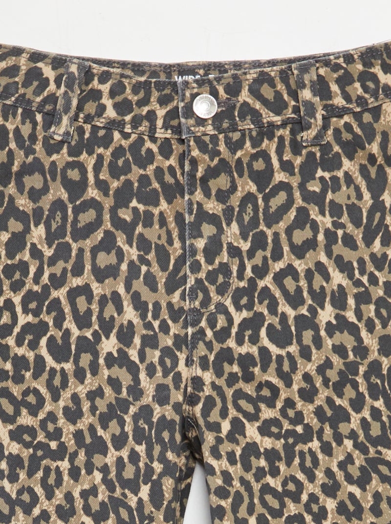 Calças de ganga corte largo / wide-leg BEGE - Kiabi