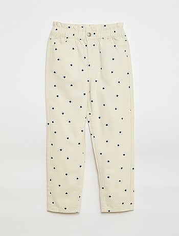 Calças de ganga corte mom com padrão