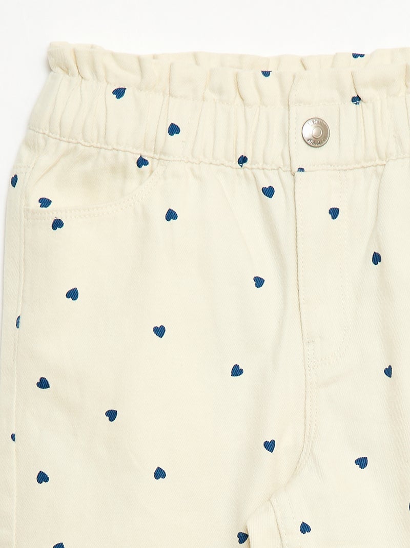 Calças de ganga corte mom com padrão Branco - Kiabi